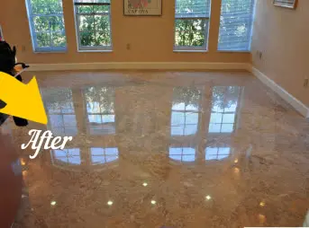 Marble floor restoration (Marble · villa living area) — after MarblePro polishing