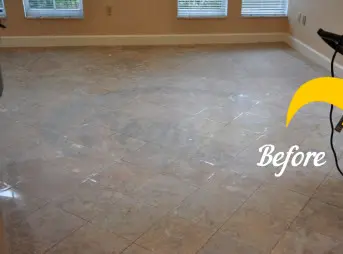 Marble floor restoration (Marble · villa living area) — before polishing