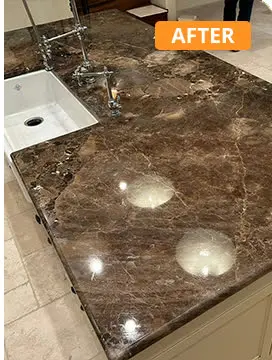 Marble countertop sealing (Marble · kitchen countertop) — after MarblePro polishing