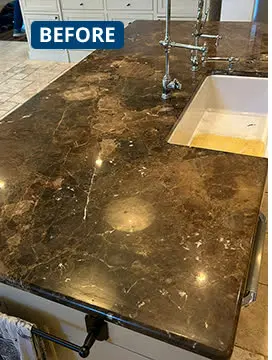 Marble countertop sealing (Marble · kitchen countertop) — before polishing