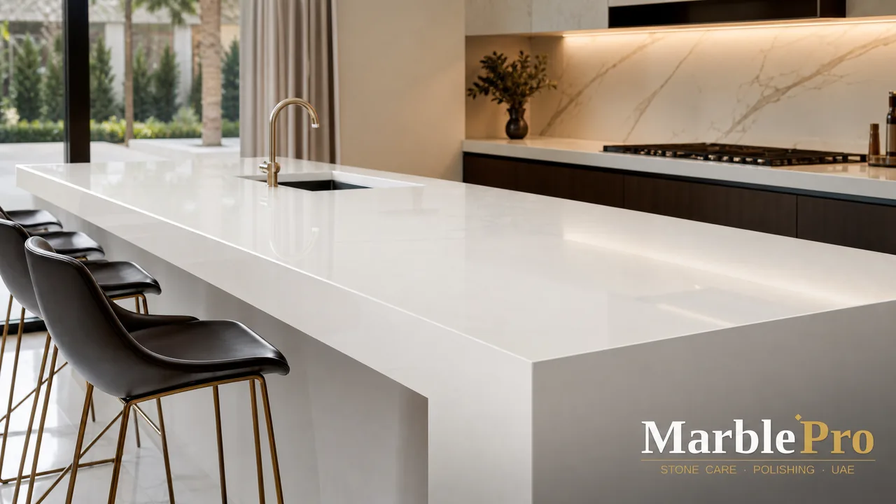 Kitchen Top Polishing — MarblePro UAE Kitchen Top Polishing in Dubai & UAE — professional kitchen top polishing result by MarblePro