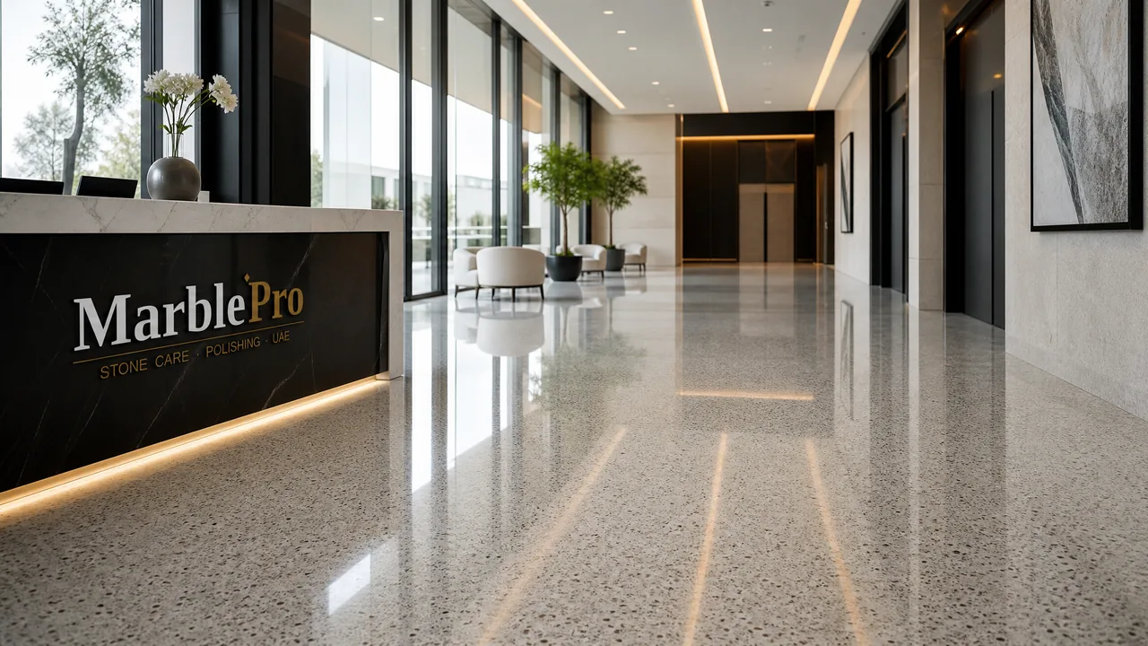 Terrazzo Polishing Dubai — MarblePro UAE Terrazzo Polishing in Dubai & UAE — professional terrazzo polishing result by MarblePro